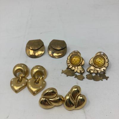 4 pair of brass earrings