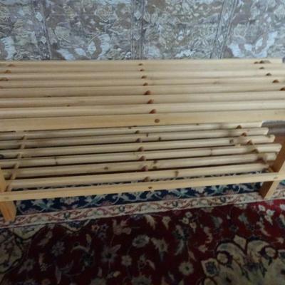 LOT 187. SJHOE RACK AND MINI TABLE