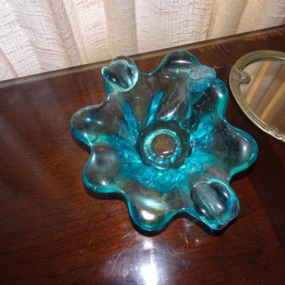 LOT 201. ART GLASS, TWO MIRRORS AND BRUSH
