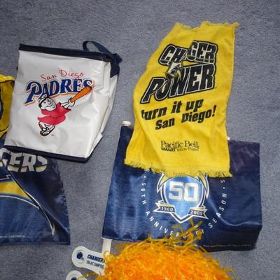 LOT 204. PADRES, CHARGERS, SOCKER ITEMS
