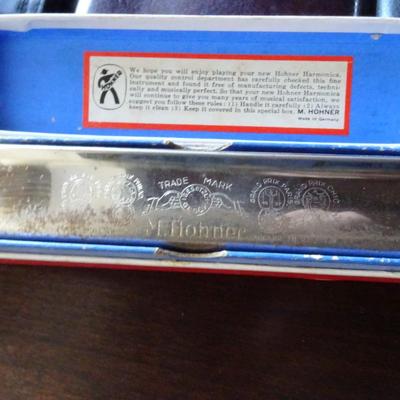 LOT 207. MARINE BAND HORNER  HARMONICA AND SIX USED WALLETS