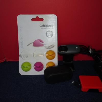 LOT 216 CHOPSTICKS, WEB CAMERA, CORD MINDER