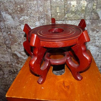 LOT 227. WOOD STOOL AND PLANT STAND