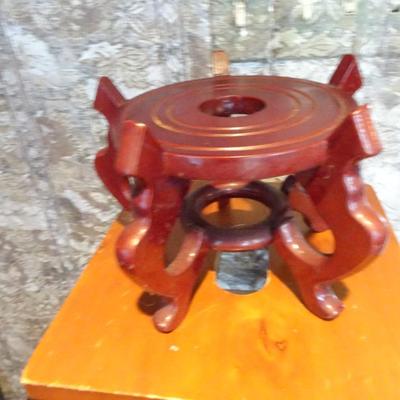 LOT 227. WOOD STOOL AND PLANT STAND