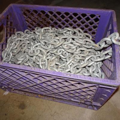LOT 303. HEAVY CHAIN IN MILK CRATEE