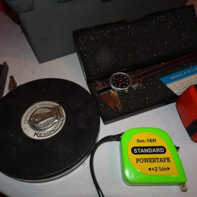 LOT 343. MISC MEASURING TOOLS AND TOOL BOX