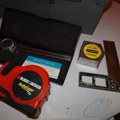 LOT 343. MISC MEASURING TOOLS AND TOOL BOX