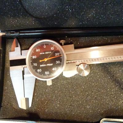 LOT 343. MISC MEASURING TOOLS AND TOOL BOX