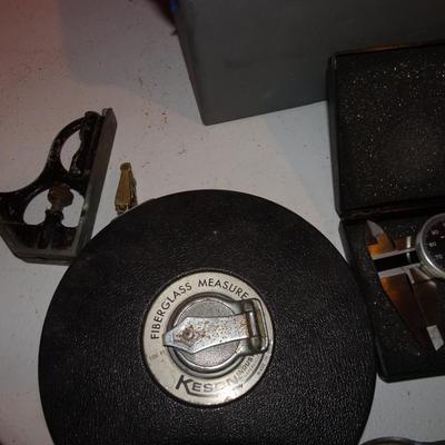 LOT 343. MISC MEASURING TOOLS AND TOOL BOX
