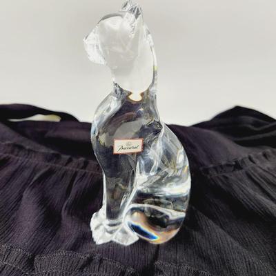 BACCCARAT CRYSTAL GLASS LARGE CAT FIGURINE