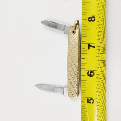 VINTAGE GOLD TONED POCKET - KEY CHAIN KNIFE