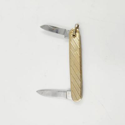 VINTAGE GOLD TONED POCKET - KEY CHAIN KNIFE
