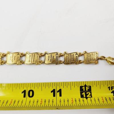 GOLD TONED 10 COMMANDMENTS BRACELET