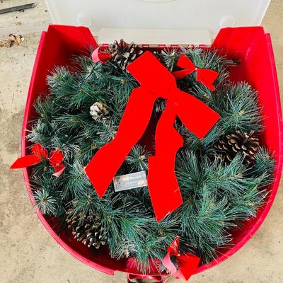 Christmas wreaths in tote
