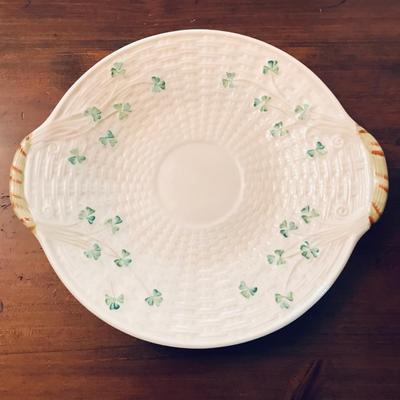 BELLEEK Shamrock Handled Cake Plate / Tray