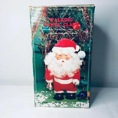 Vintage Walking Musical Santa As is