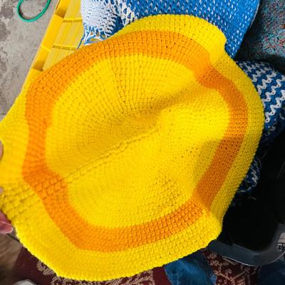 Rubbermade Tub of crochet Throws