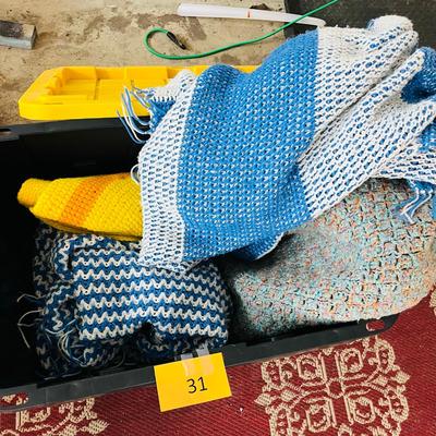 Rubbermade Tub of crochet Throws