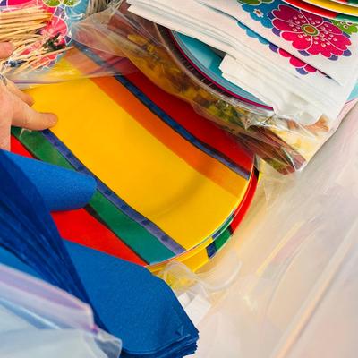 Tub of picnic dishes