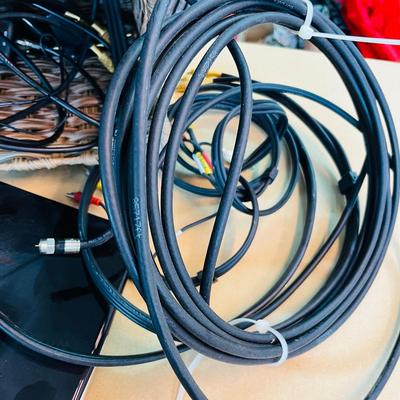 Bin with TV antenna and cable