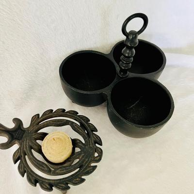 Black Iron Relish Dish and candle holder (FR-JM)
