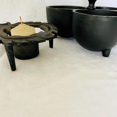 Black Iron Relish Dish and candle holder (FR-JM)