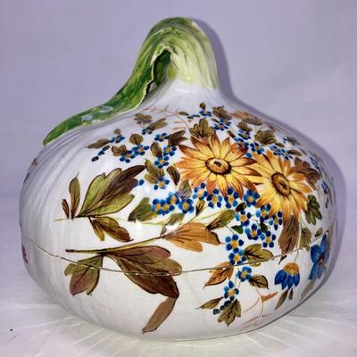 Hand painted porcelain lidded vessel (small chip see photos)