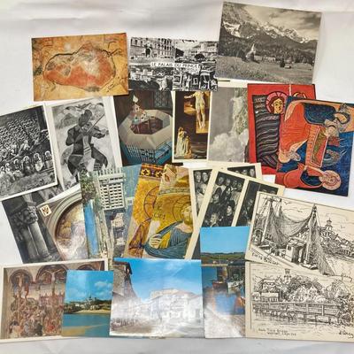 Lot of vintage art and destination postcards from 1965