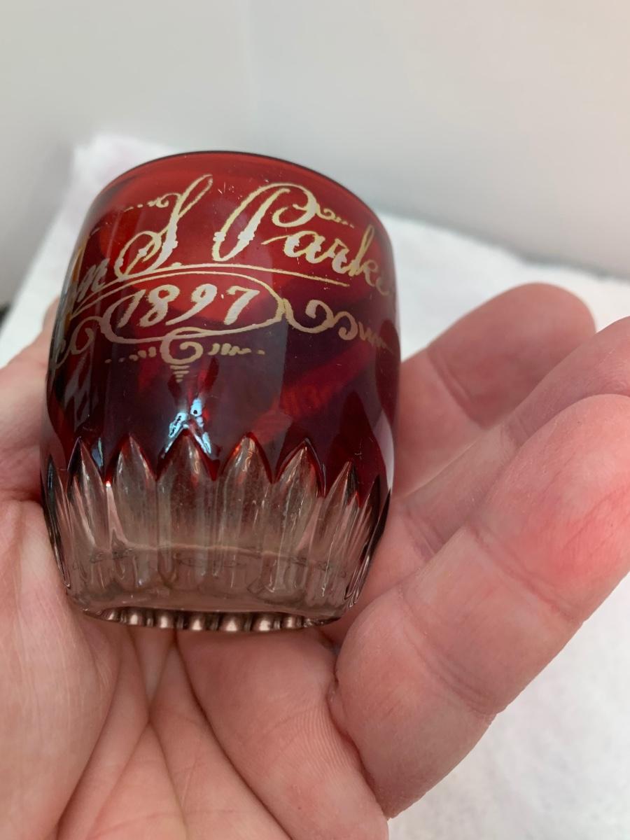 1897 Ruby Red Souvenir Glass