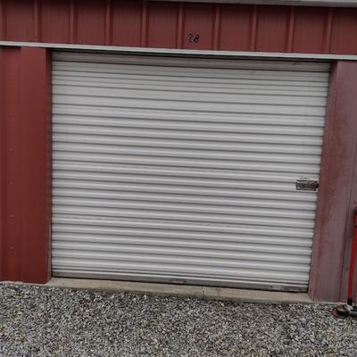Unit B28-8x20 Storage Unit full from Front to Back, Top to Bottom with Household, Tools, Garage, and Other