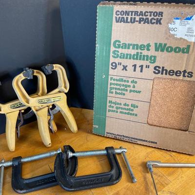Lot 57. Clamps, Saws and Sandpaper