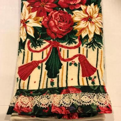 Pair of vintage Christmas kitchen tea towels