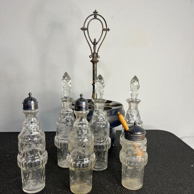 Victorian Silverplate Cruet Carrier Set