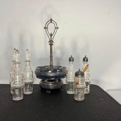 Victorian Silverplate Cruet Carrier Set
