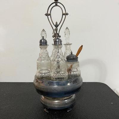 Victorian Silverplate Cruet Carrier Set
