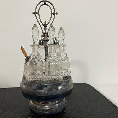 Victorian Silverplate Cruet Carrier Set