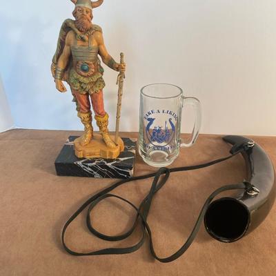 Lot 160  Viking figurine, Horn and Mug