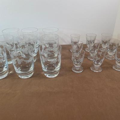 Lot 163. Etched Glass Barware