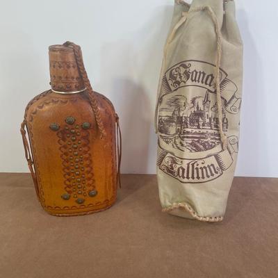 Lot 165. Vintage Flask and Leather Pouch