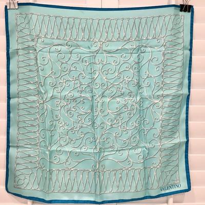 8589 Aqua Blue VALENTINO Silk Scarf