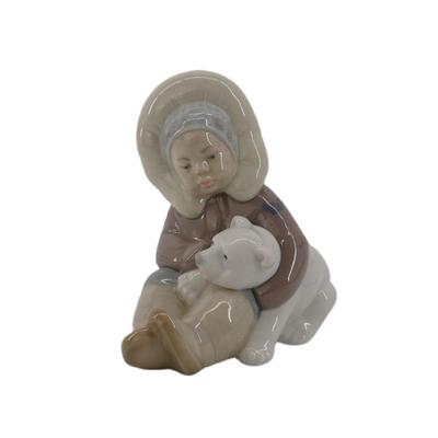 Lladro Eskimo Child with Polar Bear Figurine