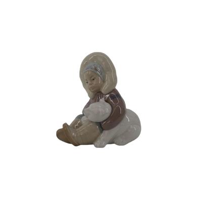 Lladro Eskimo Child with Polar Bear Figurine