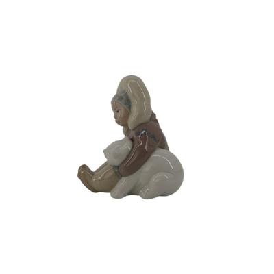 Lladro Eskimo Child with Polar Bear Figurine