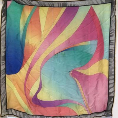 8597 Emilio PUCCI Large Sheer Multi Colored Silk Scarf