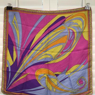 8746 Emilio PUCCI Fushia Yellow Purple Blue Silk Scarf