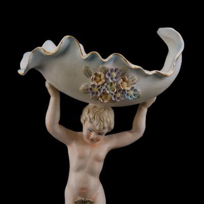 Large Hand-Painted Victorian Style Cherub Statue