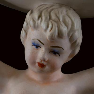Large Hand-Painted Victorian Style Cherub Statue