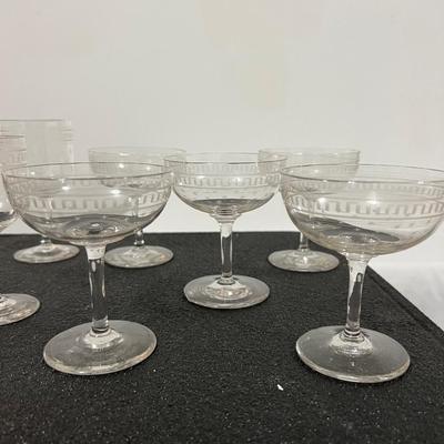 20 Piece Set Boston & Sandwich Engraved Greek Key & Stars Flint Glass set