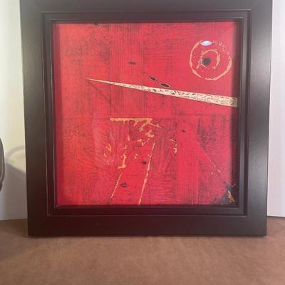 Lot 190. Framed Art, Silk Plant & Burlap Basket