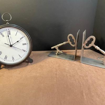 Lot 198. Pottery Barn Clock & Bookends